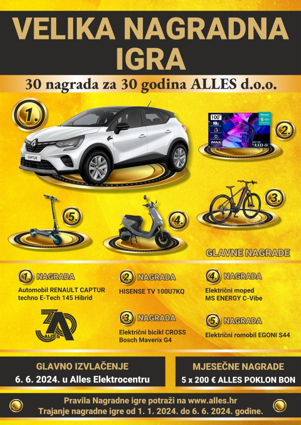 Nagradna igra Alles 30 godina